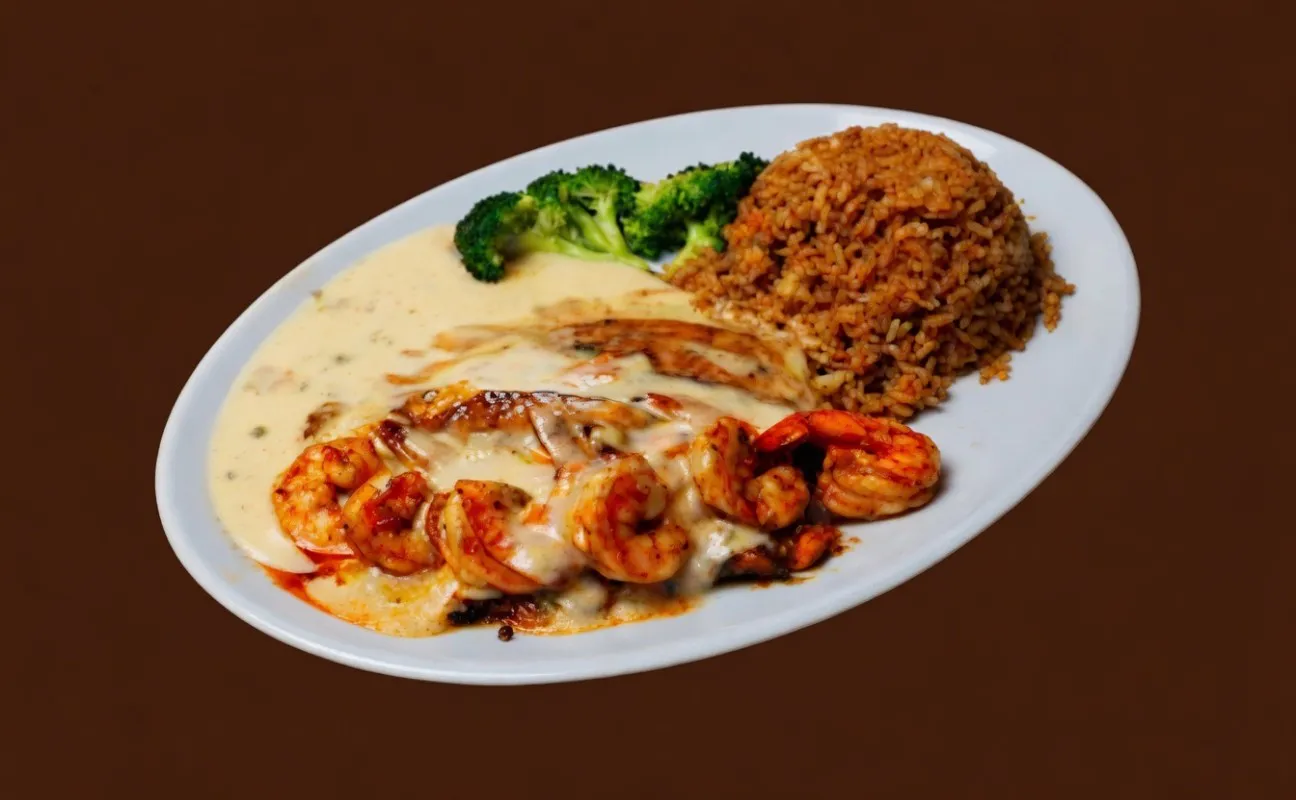 Garlic Shrimp & Chicken Rice at Marina Seafood Kitchen, Seafood Restaurant in Pasadena